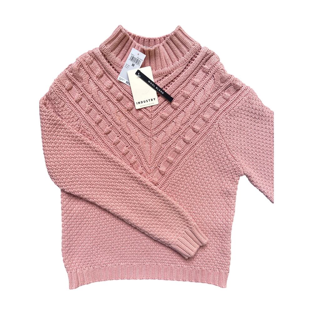 NWT Industry Republic Pink Cable Knit Wool Blend Sweater M